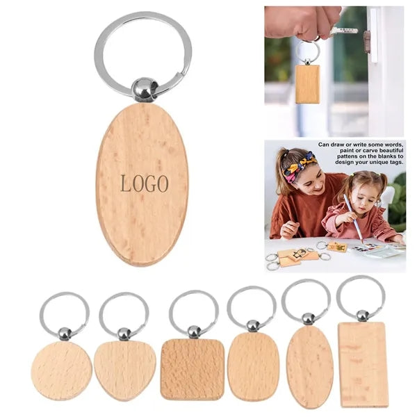 Wooden Keychain With Multiple Shapes
