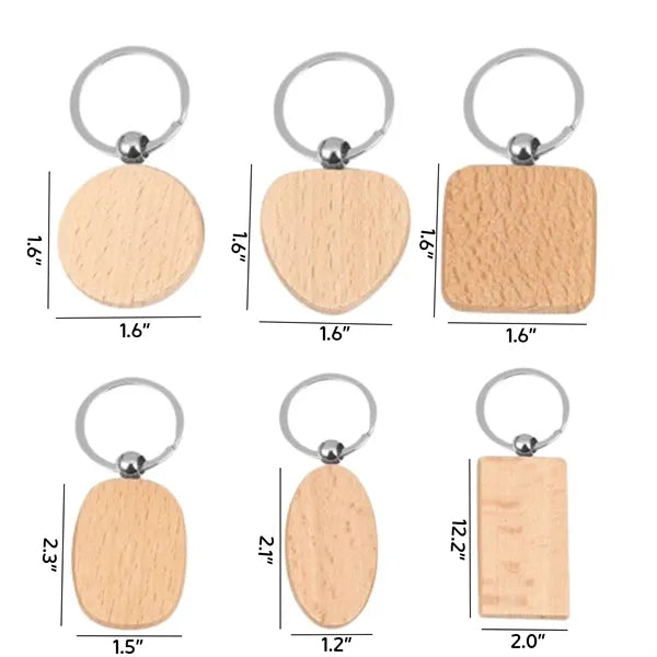 Wooden Keychain With Multiple Shapes