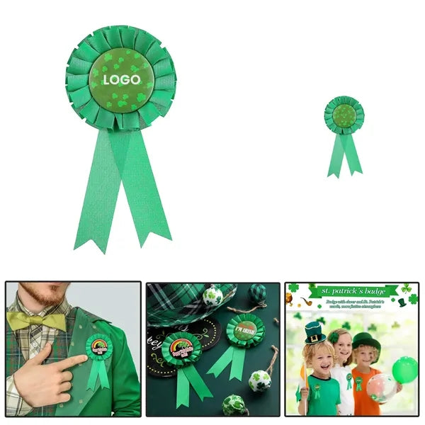 St. Patrick'S Clover Tinplate Party Badge