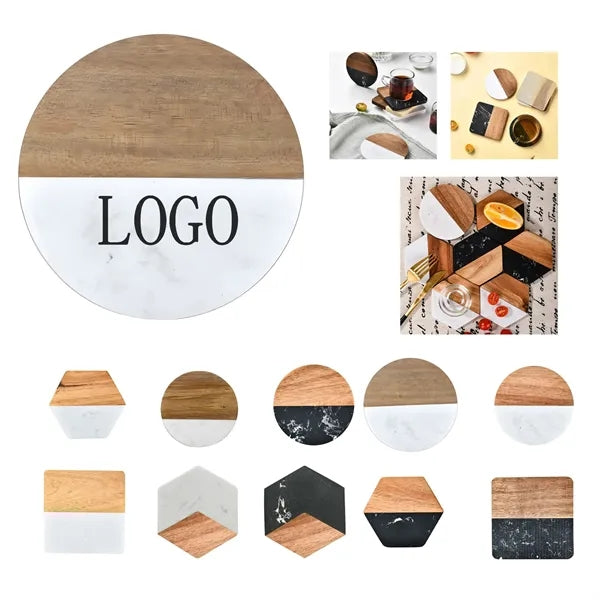 Marble Coasters With Creative Wooden Accents