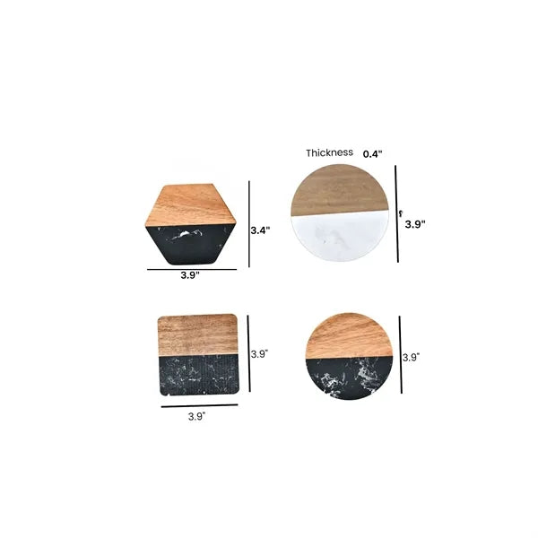 Marble Coasters With Creative Wooden Accents