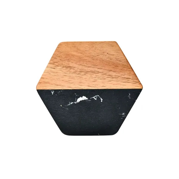 Marble Coasters With Creative Wooden Accents