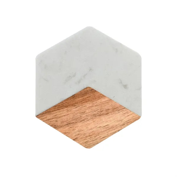Marble Coasters With Creative Wooden Accents