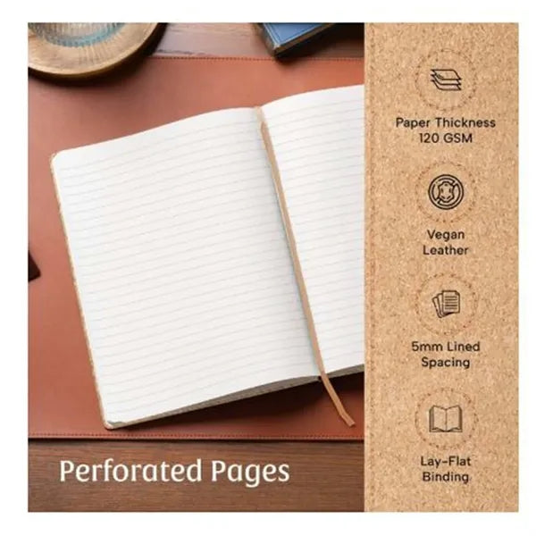Cork Notebook And Leather Pen Gift Set
