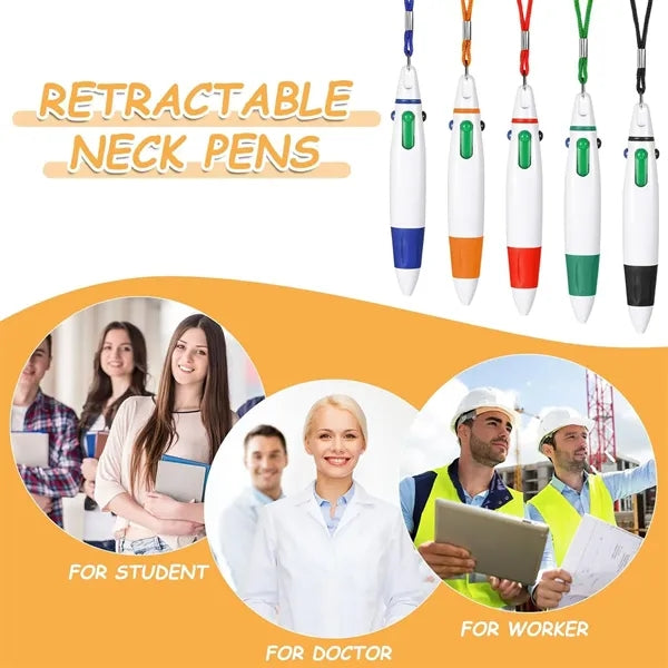 Four Color Ballpoint Pen With Lanyard