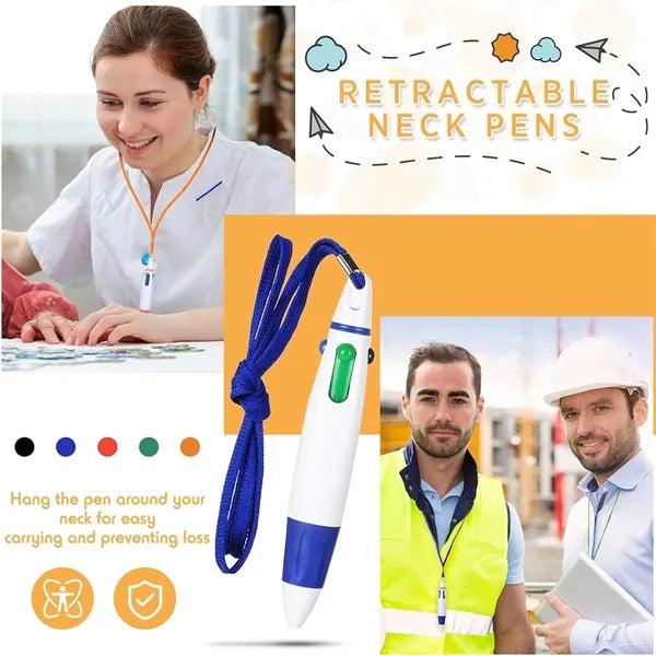 Four Color Ballpoint Pen With Lanyard