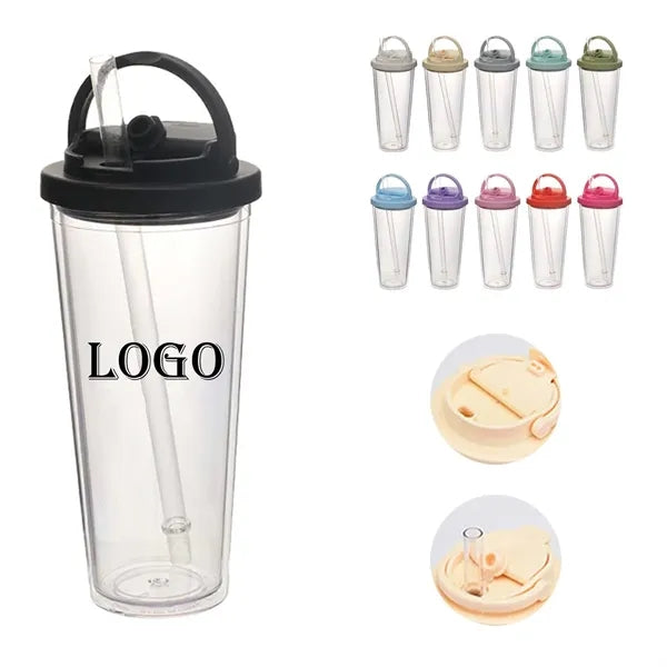 Double Layer Plastic Straw Cup