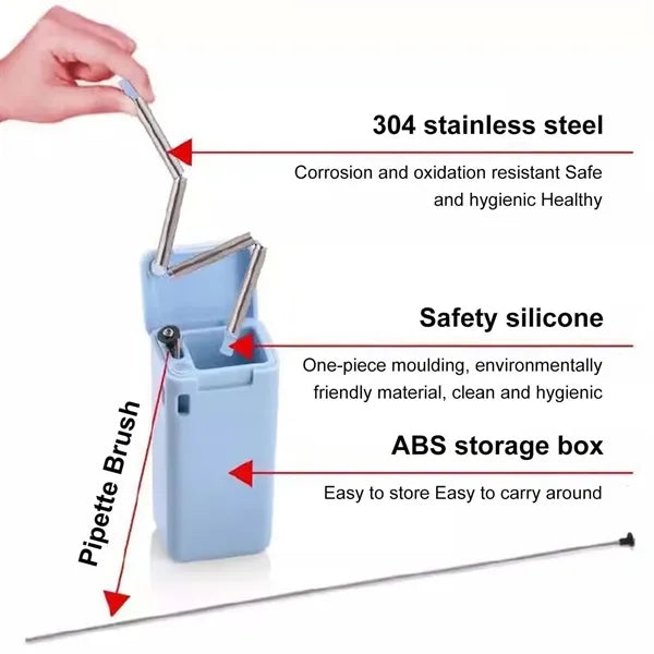 Travel Collapsible Straw With Case