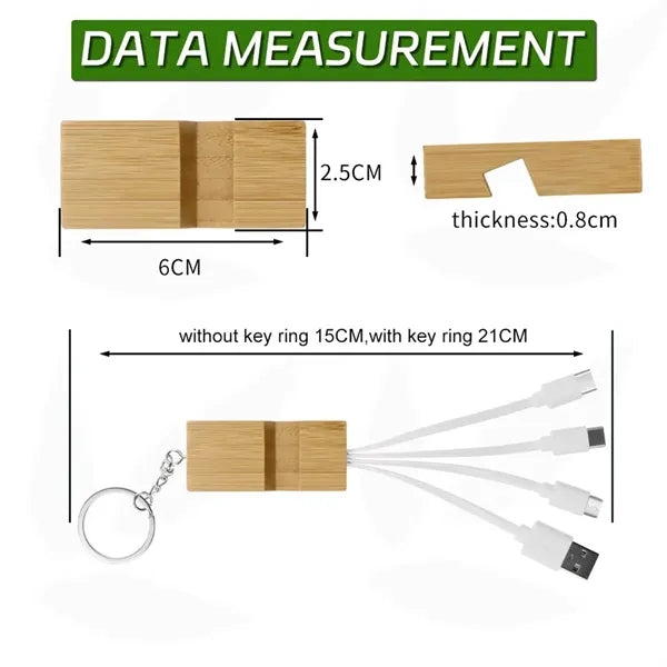 Eco Biodegradable Bamboo Charging Cord Keychain
