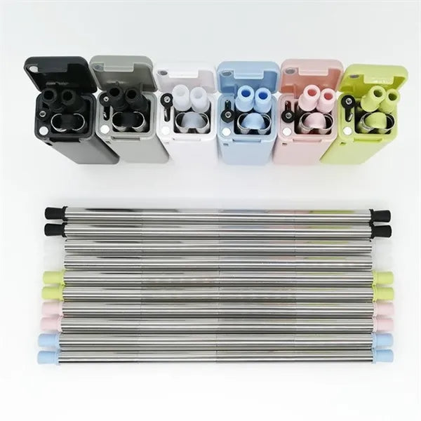 Collapsible Stainless Steel Straws With Silicone Tips