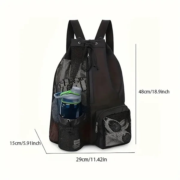 Mesh Drawstring Backpack with Wet Pocket