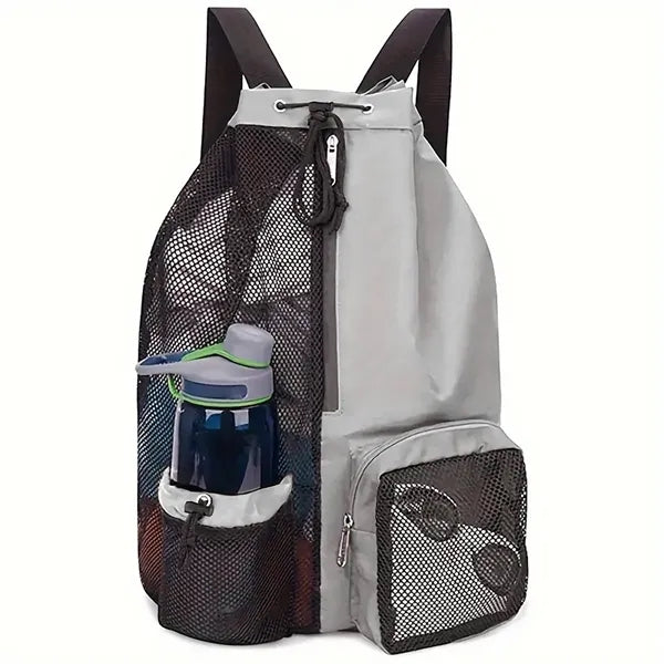 Mesh Drawstring Backpack with Wet Pocket