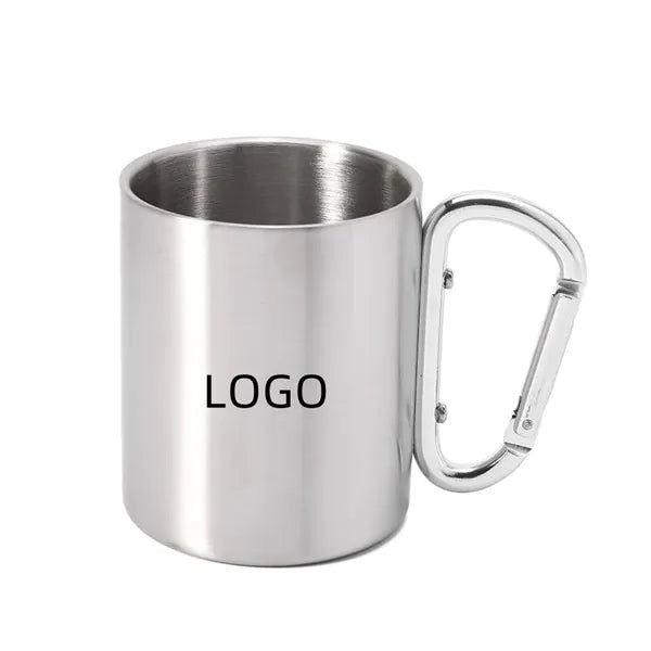 7.5oz Camping Travel Stainless Steel Cup Carabiner