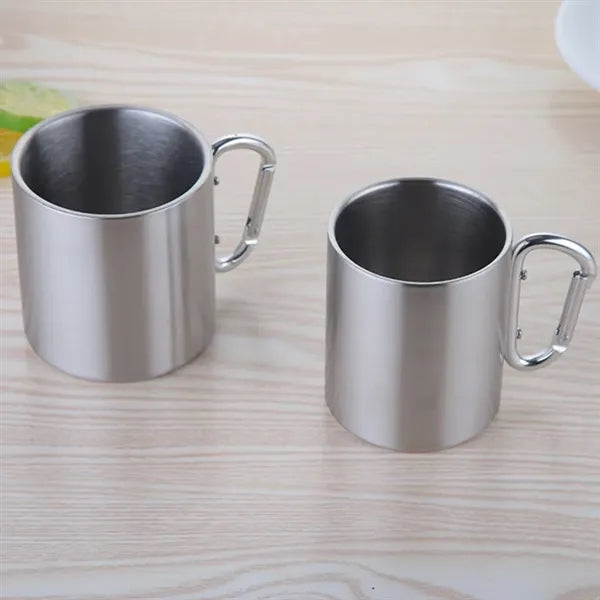 7.5oz Camping Travel Stainless Steel Cup Carabiner