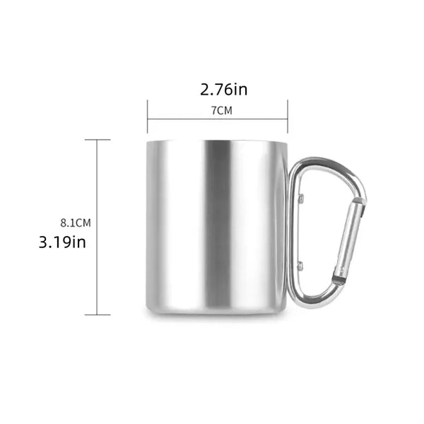 7.5oz Camping Travel Stainless Steel Cup Carabiner
