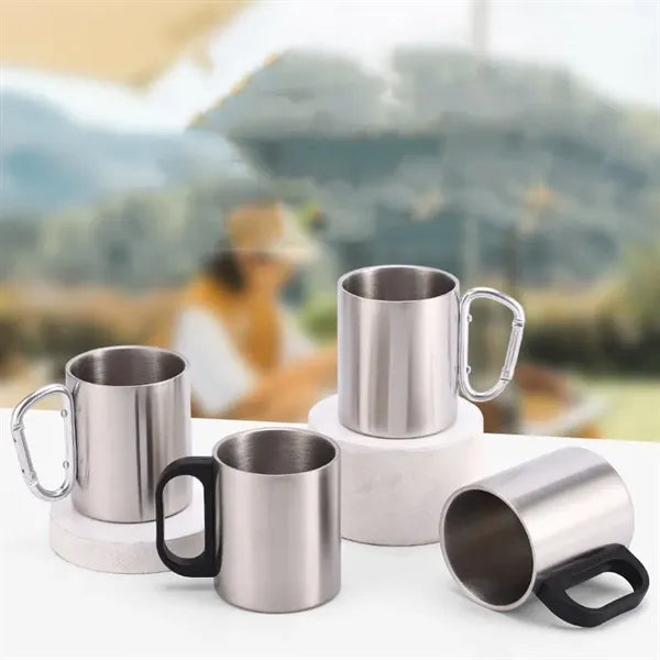 7.5oz Camping Travel Stainless Steel Cup Carabiner