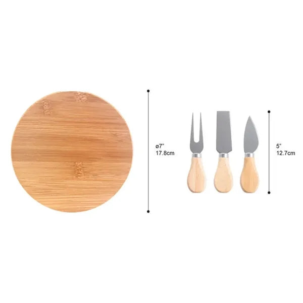 Mini Cheese Cutting Board Knife Set Wood Platter Portable