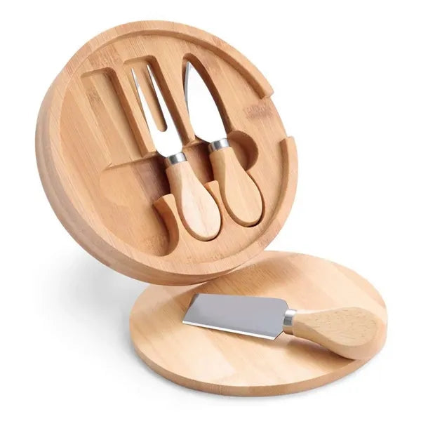 Mini Cheese Cutting Board Knife Set Wood Platter Portable