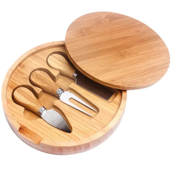 Mini Cheese Cutting Board Knife Set Wood Platter Portable