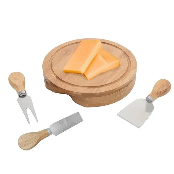 Mini Cheese Cutting Board Knife Set Wood Platter Portable