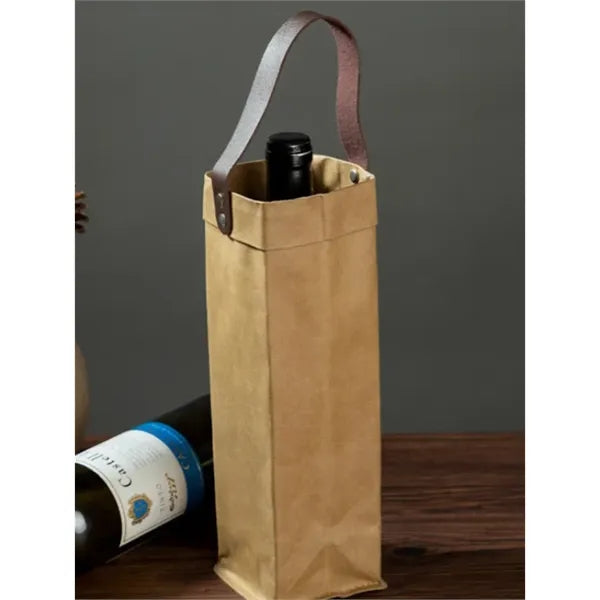 Washed Kraft Paper Wine Tote Bag