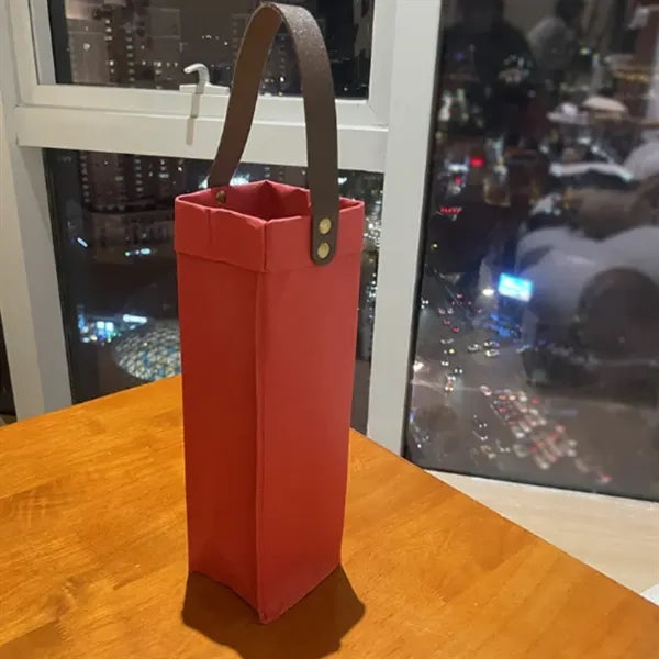 Washed Kraft Paper Wine Tote Bag