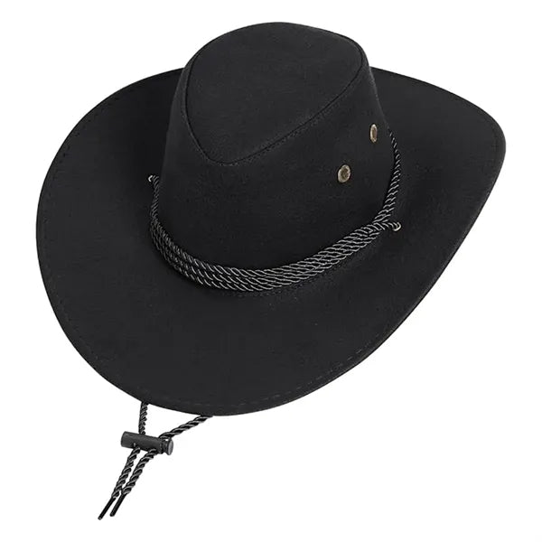 Western Cowboy Hat with Wide Brim Suede Casual Sun Cap Retro
