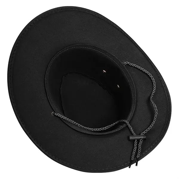 Western Cowboy Hat with Wide Brim Suede Casual Sun Cap Retro