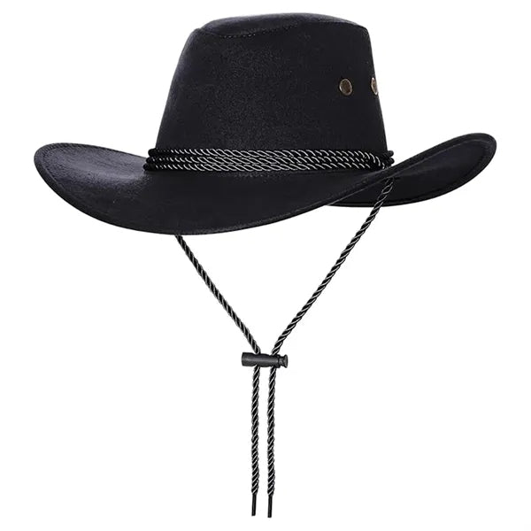 Western Cowboy Hat with Wide Brim Suede Casual Sun Cap Retro