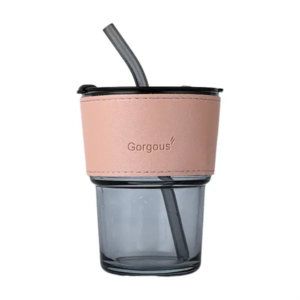 15oz Glass Tumbler Cup with Lid & Straw
