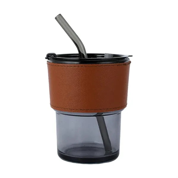 15oz Glass Tumbler Cup with Lid & Straw