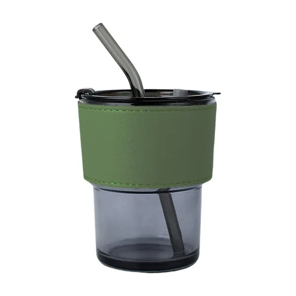 15oz Glass Tumbler Cup with Lid & Straw