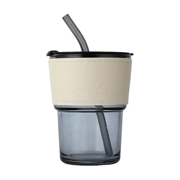 15oz Glass Tumbler Cup with Lid & Straw