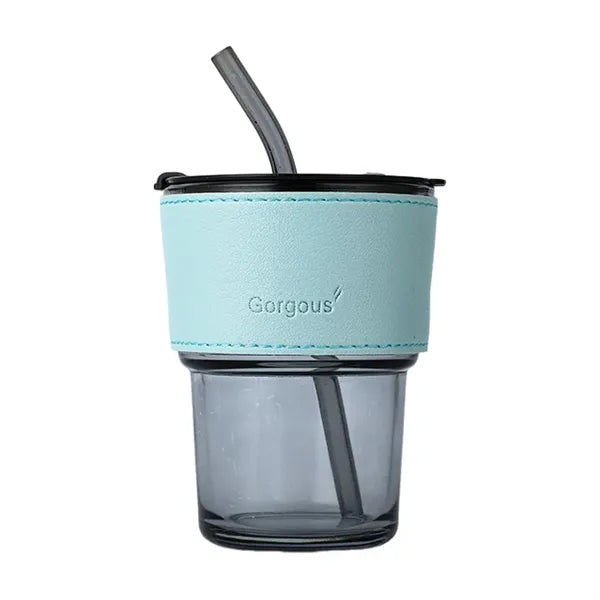 15oz Glass Tumbler Cup with Lid & Straw