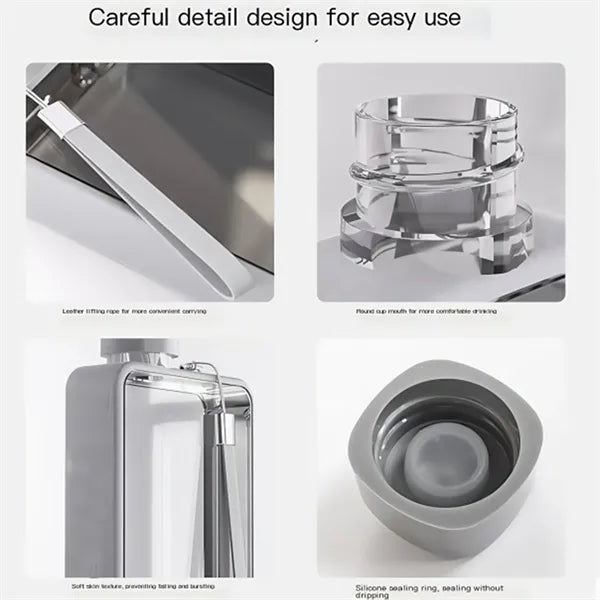 Portable Flat Square Plastic Water Bottle for Gym Sports