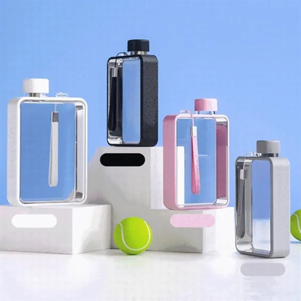 Portable Flat Square Plastic Water Bottle for Gym Sports