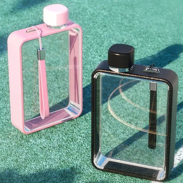 Portable Flat Square Plastic Water Bottle for Gym Sports