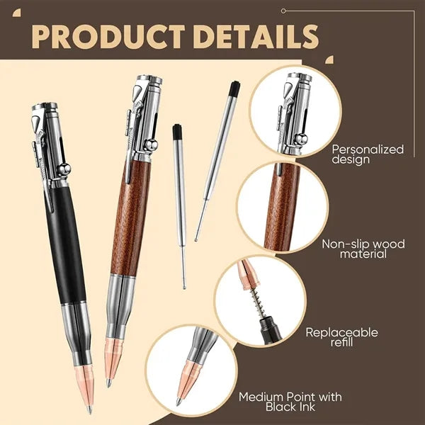 Bolt Action Tactical Metal Pen with Refill & Gift Box