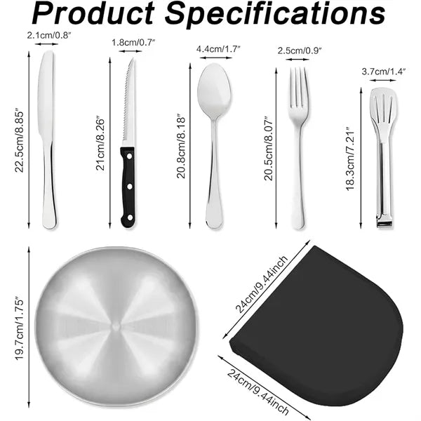 Portable Camping Cutlery Set with Stainless Steel Utensils
