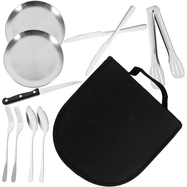 Portable Camping Cutlery Set with Stainless Steel Utensils