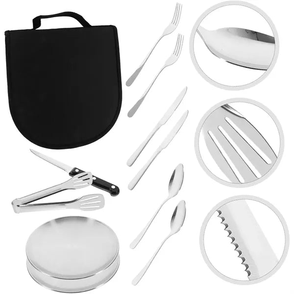 Portable Camping Cutlery Set with Stainless Steel Utensils