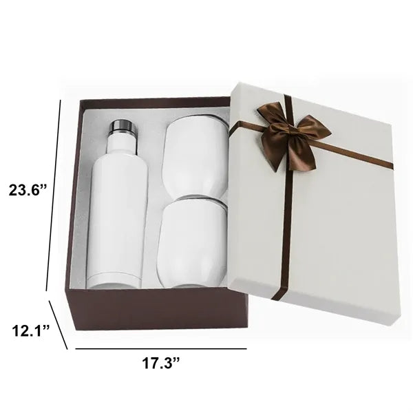 Luxury Stainless Steel Wine Gift Set 17oz. Bottle 12oz. Mugs