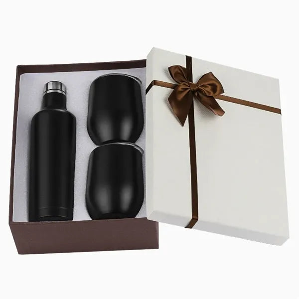 Luxury Stainless Steel Wine Gift Set 17oz. Bottle 12oz. Mugs
