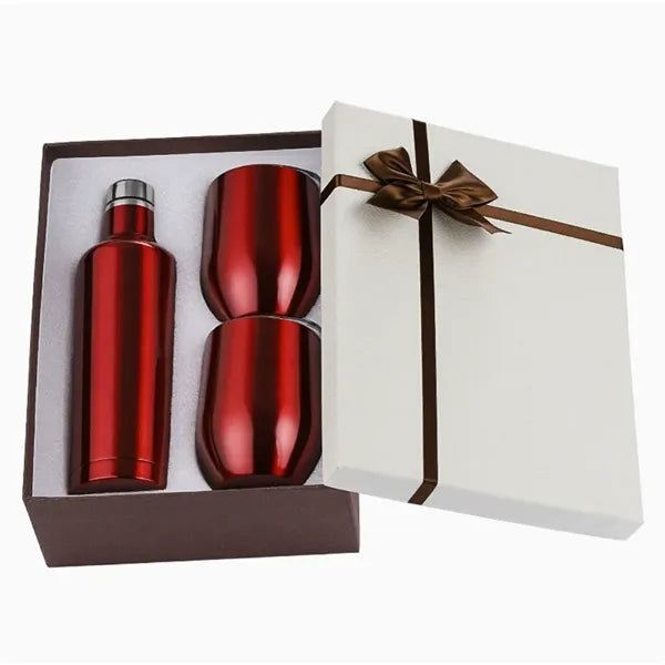 Luxury Stainless Steel Wine Gift Set 17oz. Bottle 12oz. Mugs