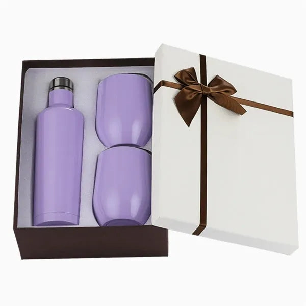 Luxury Stainless Steel Wine Gift Set 17oz. Bottle 12oz. Mugs