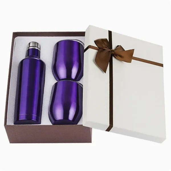 Luxury Stainless Steel Wine Gift Set 17oz. Bottle 12oz. Mugs