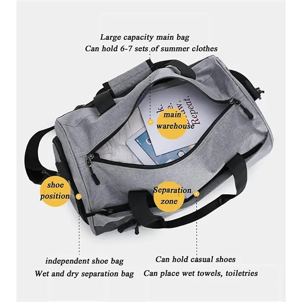 Multi-Compartment Gym Duffel Bag with Shoulder Strap Workout