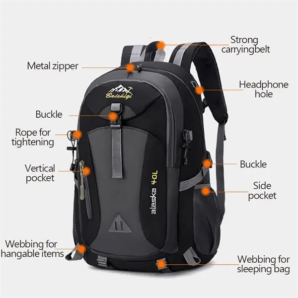 Outdoor Hiking Backpack Durable Laptop USB Charging Student