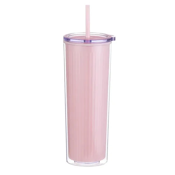 Double Plastic Straw Cup