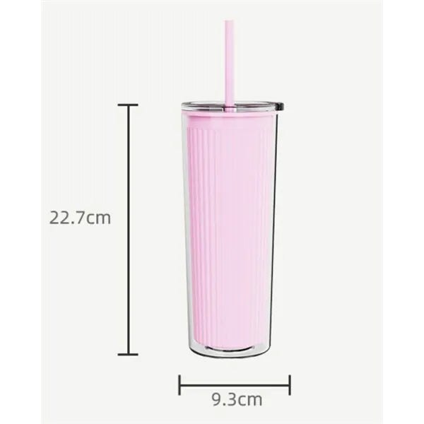 Double Plastic Straw Cup